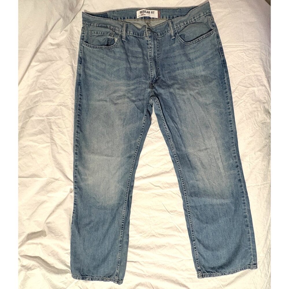 Levis 505 Regular Fit Mens Jeans W40 L32 Light Wash 100% Cotton Denim Straight L - Picture 2 of 11